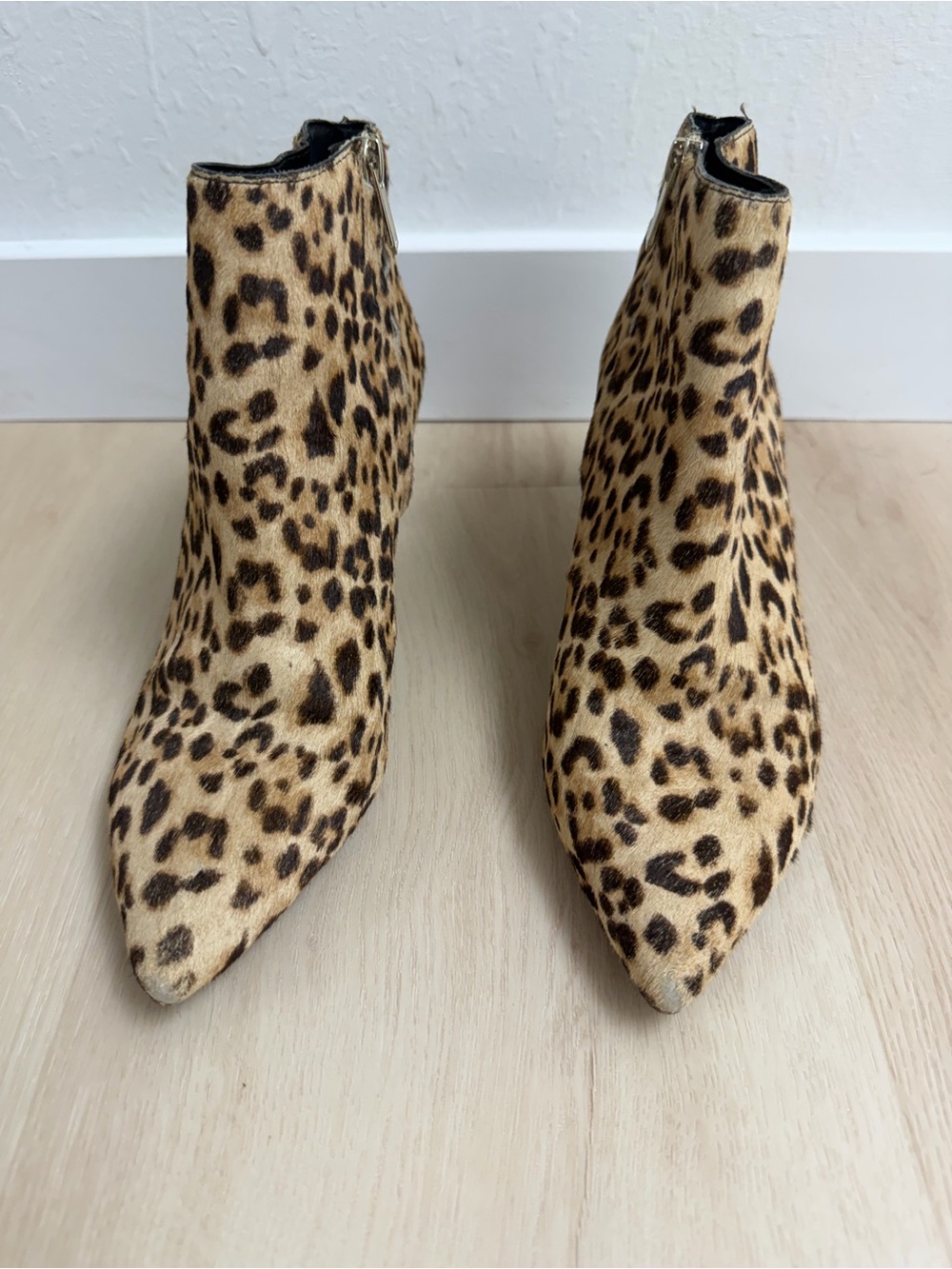 Calf Hair Sam Edelman Leopard Print Pointed Toe Ankle Boots - Women's